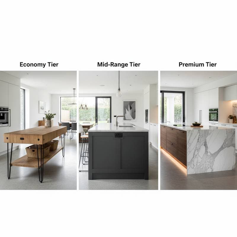 Featured image for Kitchen Island Costs: Three Tiers From $400 to $10K+