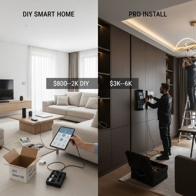 Featured image for DIY Smart Home Costs $800-$2K vs $3K-$6K Pro Install